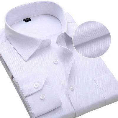 Плюс размер Мъжка риза с дълъг ръкав Модни мъжки бизнес официални облекла Бели ризи за офис работа 45 46 47 48 Голямо облекло