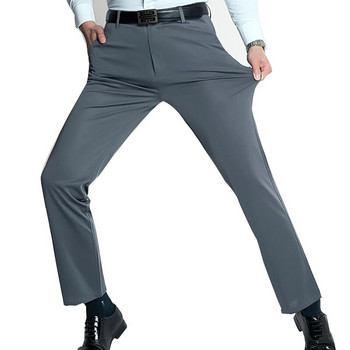 Летни тънки мъжки ледени копринени четиристранни еластични ежедневни панталони Работни панталони Свободни дишащи панталони Мъжки панталони на средна възраст и млади мъже