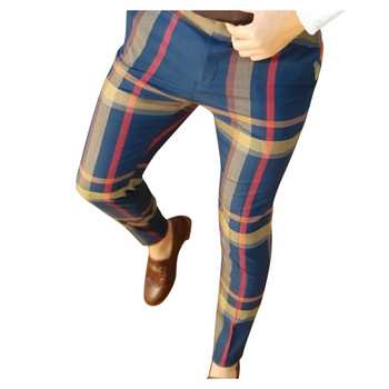 Ανδρικό κοστούμι για πάρτι casual καρό με στάμπα Παντελόνι Stretch Feet Παντελόνι με Τσέπες Hot Sale Ανδρικά κορεατικά καρό παντελόνια σε Muti χρώμα