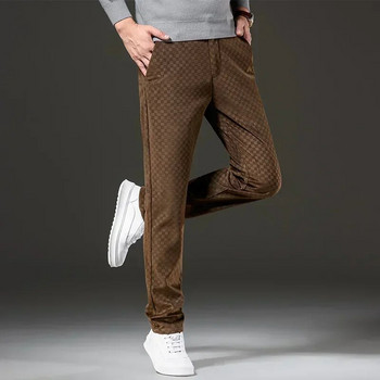 Ανδρικό φθινοπωρινό κοτλέ casual παντελόνι μόδας καρό επαγγελματικό ίσιο λεπτό παντελόνι καφέ Ασημί γκρι Αντρικά επώνυμα ρούχα