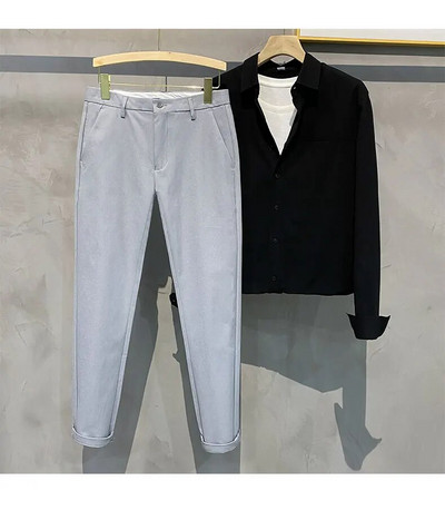 Φθινόπωρο 2023 Νέο ίσιο καθημερινό παντελόνι ανδρικό επώνυμα λεπτό επαγγελματικό παντελόνι κορεατικής μόδας Ανδρικό μαύρο γκρι μπλε παντελόνι