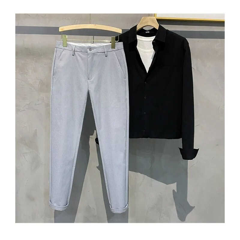 Φθινόπωρο 2023 Νέο ίσιο καθημερινό παντελόνι ανδρικό επώνυμα λεπτό επαγγελματικό παντελόνι κορεατικής μόδας Ανδρικό μαύρο γκρι μπλε παντελόνι