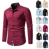 Rudens nauji vyriški marškiniai karštu auksu siuvinėti įvairiaspalve spauda laisvalaikio tendencija, patogūs viršutiniai drabužiai