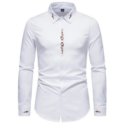 Rudens nauji vyriški marškiniai karštu auksu siuvinėti įvairiaspalve spauda laisvalaikio tendencija, patogūs viršutiniai drabužiai