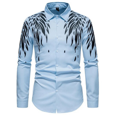 Rudens nauji vyriški marškiniai karštu auksu siuvinėti įvairiaspalve spauda laisvalaikio tendencija, patogūs viršutiniai drabužiai