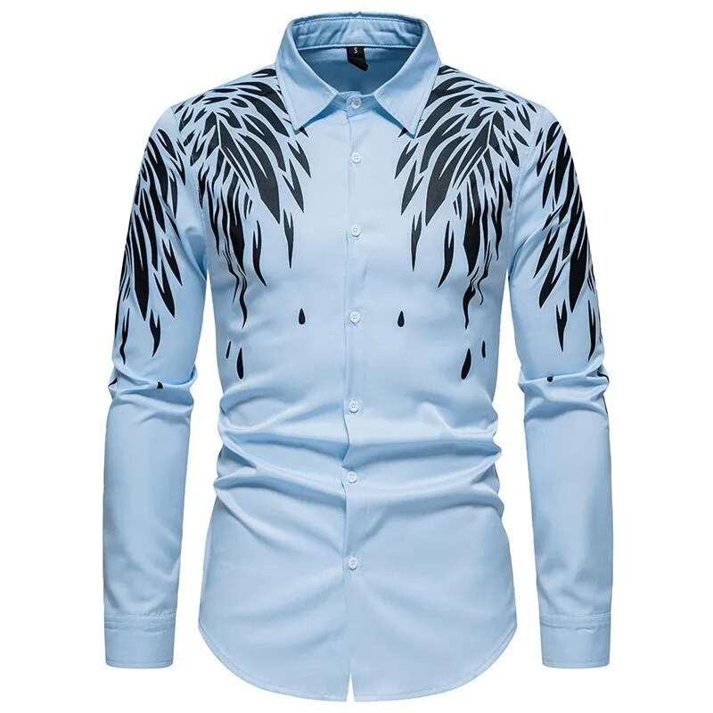 Rudens nauji vyriški marškiniai karštu auksu siuvinėti įvairiaspalve spauda laisvalaikio tendencija, patogūs viršutiniai drabužiai