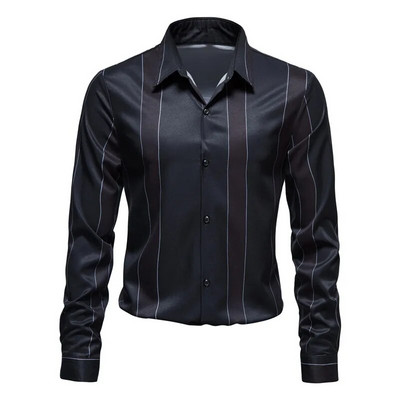 Uus meeste trendi pikkade varrukatega särk Business Casual särk Kontori pidulik suures suuruses särk