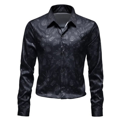 Uus meeste trendi pikkade varrukatega särk Business Casual särk Kontori pidulik suures suuruses särk