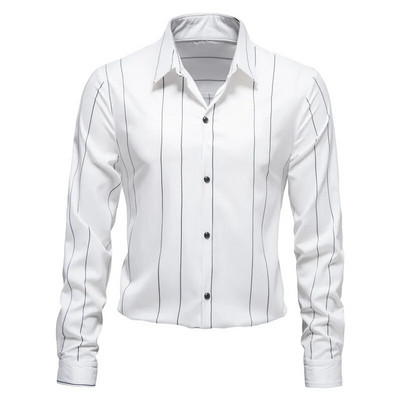 Uus meeste trendi pikkade varrukatega särk Business Casual särk Kontori pidulik suures suuruses särk