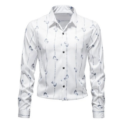 Uus meeste trendi pikkade varrukatega särk Business Casual särk Kontori pidulik suures suuruses särk