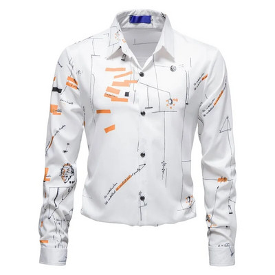 Uus meeste trendi pikkade varrukatega särk Business Casual särk Kontori pidulik suures suuruses särk