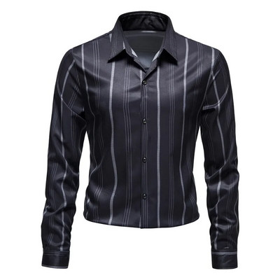 Uus meeste trendi pikkade varrukatega särk Business Casual särk Kontori pidulik suures suuruses särk