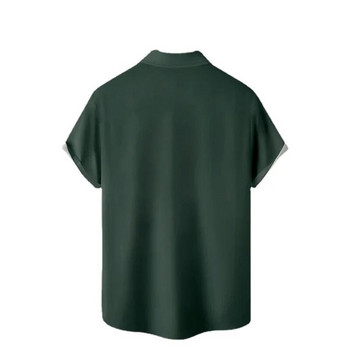 Нова тениска за боулинг в стил 50-те за мъже Ежедневни раирани дишащи ризи с къс ръкав Мъжко лятно улично облекло