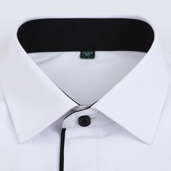 Черно-бяла пачуърк риза с дълъг ръкав Мъжка бизнес офис памучна риза Небесно синя тънка риза Camisa/Chemise S-5XL