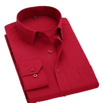 MACROSEA Класически стил Мъжки плътни ризи с дълъг ръкав Мъжки ежедневни ризи Удобни дишащи мъжки офис облекла