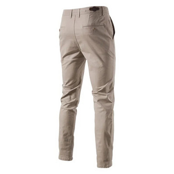 AIOPESON Ежедневни памучни мъжки панталони Едноцветни прилепнали мъжки панталони Нови пролетни есенни висококачествени класически бизнес панталони Мъжки