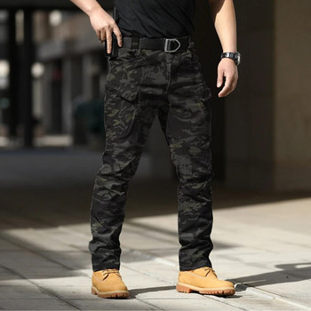 Army Style Camouflage Print Slim Fit Παντελόνι Ανδρικό Φθινόπωρο Leisure Τσέπες Stretch Παντελόνι Spring Men Casual Straight Μακρύ παντελόνι