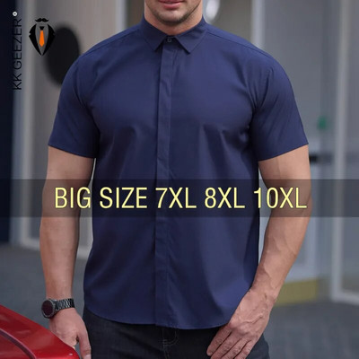 Мъжка риза с къс ръкав Oversize Лято Плюс размер 6XL 7XL 8XL 10XL 12XL Официална мода Едноцветен Черен Бял Ежедневен Червен Dropshipping