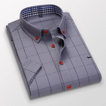 Νέες καλοκαιρινές ανδρικές μπλούζες Casual Business Harmont Κοντό μανίκι 100% βαμβακερό μαλακό καρό Slim Fit Ανδρικό πουκάμισο κέντημα Blaine