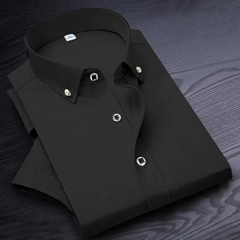 Ανδρικό πουκάμισο υψηλής ποιότητας, μη σιδερωμένο, κοντό μανίκι, Νέα μασίφ ανδρικά ρούχα, επαγγελματικά πουκάμισα λευκό μπλε ναυτικό μαύρο κόκκινο