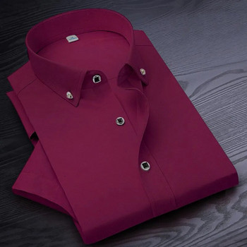 Ανδρικό πουκάμισο υψηλής ποιότητας, μη σιδερωμένο, κοντό μανίκι, Νέα μασίφ ανδρικά ρούχα, επαγγελματικά πουκάμισα λευκό μπλε ναυτικό μαύρο κόκκινο