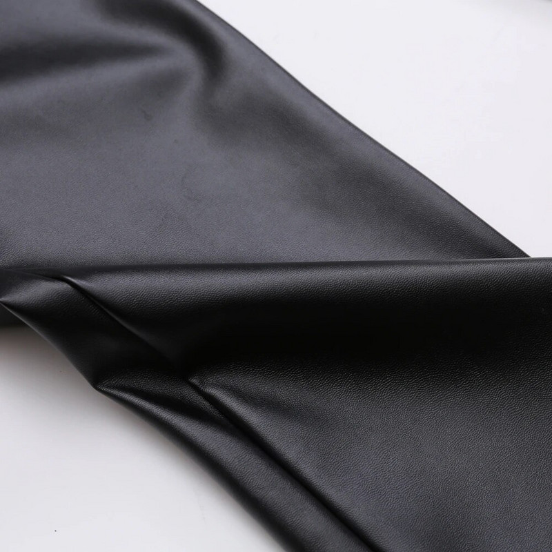 Meeste nahast püksid Skinny Fit elastne mood PU nahast biker püksid ööklubi peo- ja tantsupüksid õhukesed