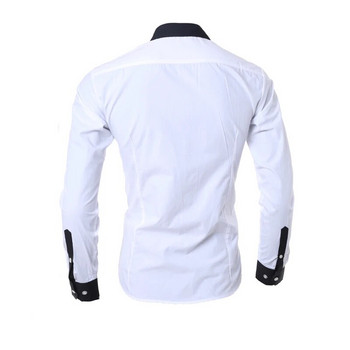 Мъжки ризи на райета, тънки бели социални ризи с дълги ръкави Ежедневни мъжки дрехи Бизнес Camisa Masculina Chemise Коледна риза