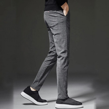 ZOENOVA Мъжки панталони Зимни поларени топли панталони Модни корейски ежедневни тънки дебели панталони за мъже Черни сини мъжки официални панталони