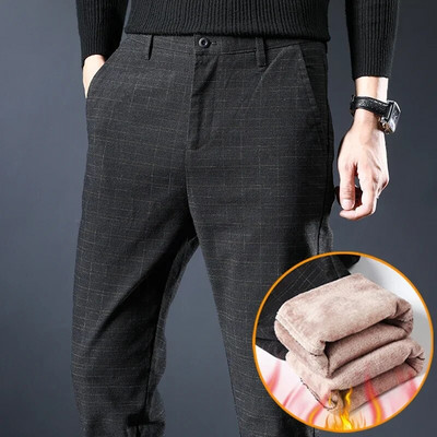 ZOENOVA Vyriškos kelnės žieminės vilnos šiltos kelnės Madingos korėjietiškos kasdienės plonos storos kelnės vyrams juodos mėlynos vyriškos iškilmingos kelnės
