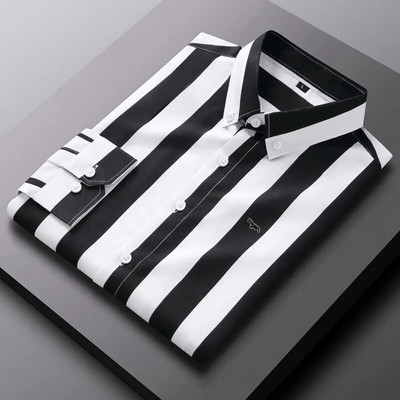 Uued Meeste Kevadine vabaaja pluus Puuvillane pikkade varrukatega särgid Tikand Harmont Pluusid Slim Fit Elastic Force Blaine