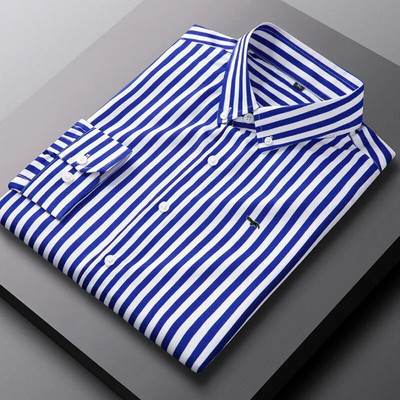 Uued Meeste Kevadine vabaaja pluus Puuvillane pikkade varrukatega särgid Tikand Harmont Pluusid Slim Fit Elastic Force Blaine