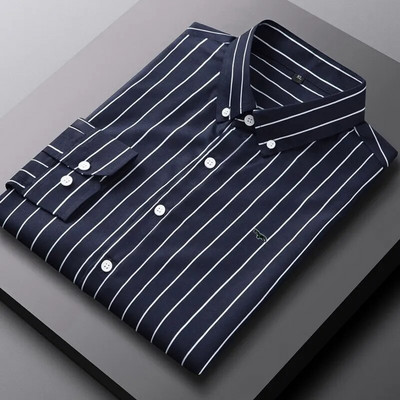 Uued Meeste Kevadine vabaaja pluus Puuvillane pikkade varrukatega särgid Tikand Harmont Pluusid Slim Fit Elastic Force Blaine