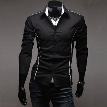 Slim Fit Мъжки ризи на райета 2022 Сиви мъжки ризи с дълъг ръкав Camisa Social Clothes Chemise Homme Camisas para hombre