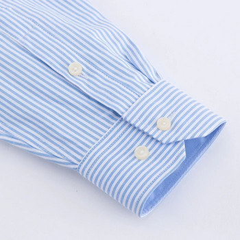 Мъжки ежедневни стандартни ризи с дълъг ръкав, едноцветни оксфордски ризи с един кръпка, джоб и копчета надолу, дебела карирана риза в карирано/раирано горнище