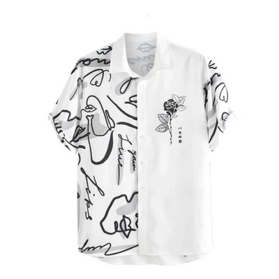 Ανδρικά ανδρικά ρούχα 2023 Απλές ρίγες 3d Χαβάης κοντομάνικο πουκάμισο Φαρδύ αναπνεύσιμο Social Casual μόδα Καλοκαιρινή καυτή Camisa