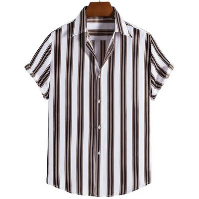 Ανδρικά ανδρικά ρούχα 2023 Απλές ρίγες 3d Χαβάης κοντομάνικο πουκάμισο Φαρδύ αναπνεύσιμο Social Casual μόδα Καλοκαιρινή καυτή Camisa