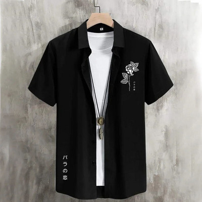 Ανδρικά ανδρικά ρούχα 2023 Απλές ρίγες 3d Χαβάης κοντομάνικο πουκάμισο Φαρδύ αναπνεύσιμο Social Casual μόδα Καλοκαιρινή καυτή Camisa