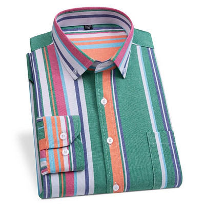 2024 Νέο μακρυμάνικο πουκάμισο ανδρικό μονόχρωμο επίσημο απλό πουκάμισο ριγέ καρό μπλουζάκι με τσέπη Ρούχα