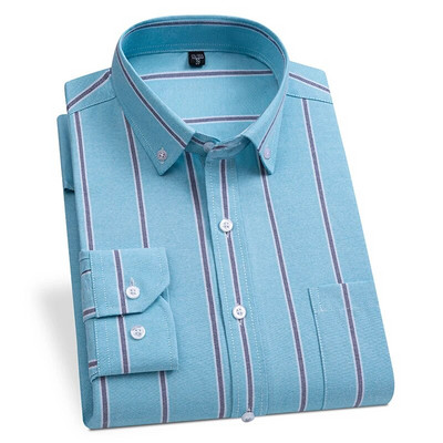 2024 Νέο μακρυμάνικο πουκάμισο ανδρικό μονόχρωμο επίσημο απλό πουκάμισο ριγέ καρό μπλουζάκι με τσέπη Ρούχα