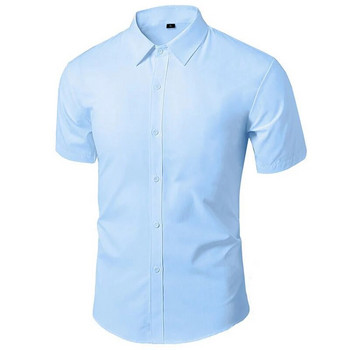 Лятна риза за мъже Ежедневни ежедневни бели ризи с копчета с къс ръкав, прилепнала мъжка социална блуза 4XL 5XL