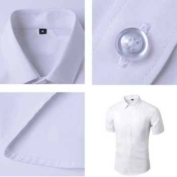 Лятна риза за мъже Ежедневни ежедневни бели ризи с копчета с къс ръкав, прилепнала мъжка социална блуза 4XL 5XL