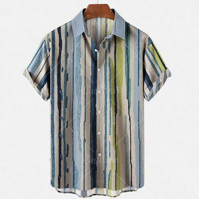 Meeste suvine Hawaii vabaajamood sotsiaalne rannastiil lühikeste varrukatega, suurte lilleprintidega lahtine vintage kuurordisärk Hiina