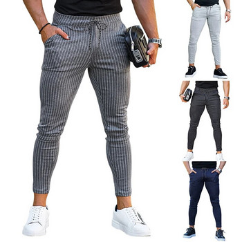 Експлозивен стил Прости сдържащи панталони Мъжки летни бързосъхнещи раирани спортни ежедневни панталони с девет точки
