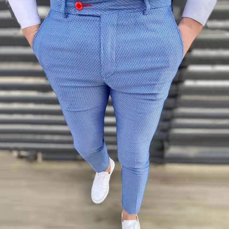 Ανδρικό, ευέλικτο, ελαστικό παντελόνι μόδας, κουκκίδα, λεπτή εφαρμογή, κοστούμι για μικρά πόδια Παντελόνι καθημερινό παντελόνι Harlan παντελόνι Ανδρικό παντελόνι