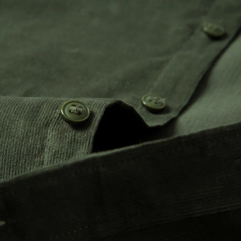 Мъжка модна стандартна рипсена риза с дълъг ръкав и един джоб Удобни меки 100% памук Работни ежедневни ризи с копчета