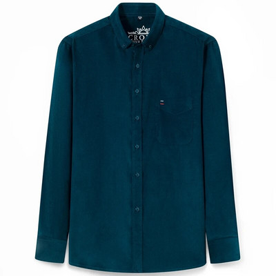 Meeste moetüüpi pikkade varrukatega velvetist särk, ühe taskuga mugav, pehme 100% puuvillane töö vabaaja nööpidega särgid