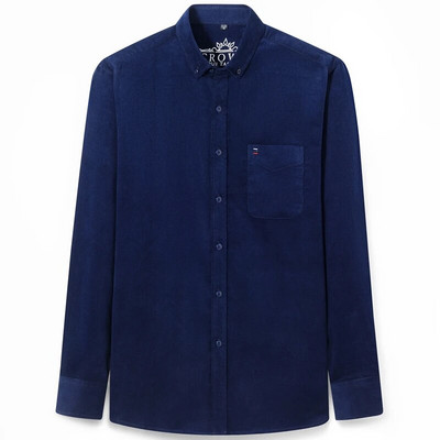 Meeste moetüüpi pikkade varrukatega velvetist särk, ühe taskuga mugav, pehme 100% puuvillane töö vabaaja nööpidega särgid