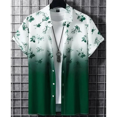 Havajska muška košulja s 3d gradijentnim ispisom Široke prevelike košulje i bluze Visokokvalitetna muška odjeća Treperi za zabavu na plaži