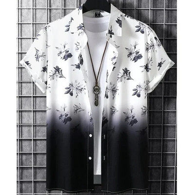 Havajska muška košulja s 3d gradijentnim ispisom Široke prevelike košulje i bluze Visokokvalitetna muška odjeća Treperi za zabavu na plaži