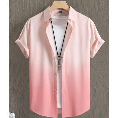 Havajska muška košulja s 3d gradijentnim ispisom Široke prevelike košulje i bluze Visokokvalitetna muška odjeća Treperi za zabavu na plaži